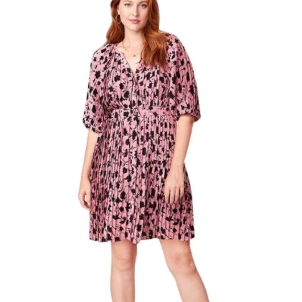 Good Hart by Matilda Jane Womens All Over Pleat Dress Pink Black Floral S